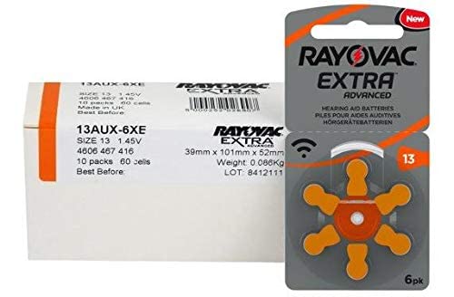 RAYOVAC EXTRA HEARING AID BATTERIES SIZE 13 NEW pack 60 pcs (Original Version)
