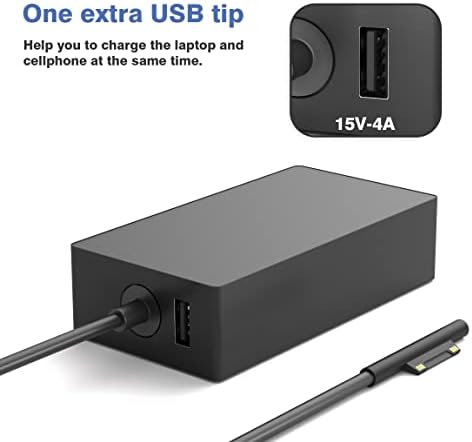 65W Surface Pro Charger Replacement for Microsoft Surface Laptop 2 3, Surface Pro X 9 8 7 6 5 4 3, Surface Go 2 Go 3, Surface Book 1 2 Microsoft Surface Charger Power Supply Adapter