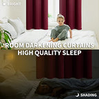 BGment Short Burgundy Blackout Curtains 45 Inches Length - Rod Pocket Thermal Insulated Room Darkening Curtain for Bedroom Kitchen Christmas Decorative, 42 x 45 Inch, 2 Panels
