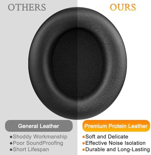 SOULWIT Replacement Earpads for Beats Studio Pro Wireless Noise Cancelling Headphones, Cushions Ear Pads with Soft Protein Leather, Noise Isolation Foam - Black
