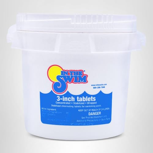 In The Swim 3 Inch Stabilized Chlorine Tablets for Sanitizing Swimming Pools - Individually Wrapped, Slow Dissolving - 90% Available Chlorine - Tri-Chlor - 10 Pounds