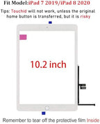 for iPad 7/8 (7th 8th Gen) Screen Replacement Digitizer Glass Repair Kit A2197 A2198 A2200 A2270 A2428 A2429 A2430, for iPad 7th 8th Generation 10.2" Touchscreen Front Panel,+Home Button[No TouchID Chip]