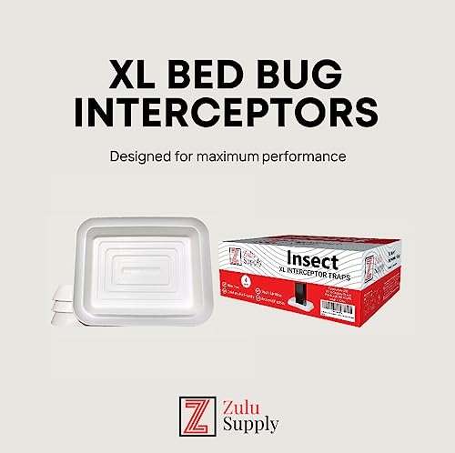 Zulu Supply Bed Bug Interceptors, Traps, Bedbug Monitor, Insect Detector for Bed Legs or Furniture (White XL 4-Pack)