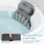 Bath Pillow Luxury Bathtub Pillow, Bath Pillows for Tub Head Neck and Back Support, Non-Slip Soft Silicon Bath Tub Pillow with Strong Suction Cup, Bath Accessories Spa Gifts, Gray