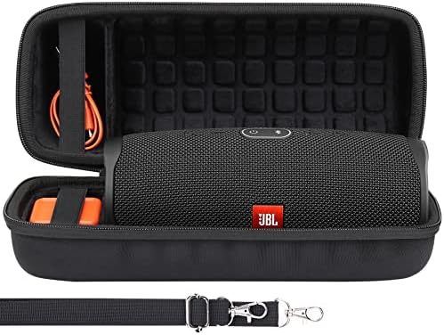 co2CREA Hard Travel Case Replacement for JBL Charge 4 / Charge 5 Waterproof Bluetooth Speaker (Black Case)