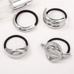 Hair Ties for Women, Sliver Metal Hair Cuffs Hair Accessories Elastic Hair Ties Ponytail Cuff Hair Bands for Both Thick Hair and Thin Hair