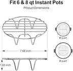 GSlife Instant Pot Steamer Rack - Stainless Steel Instant Pot Accessories, 2 Pack Steam Rack for 6, 8 Qt Pressure Cooker, Cooking Cooling Steaming Baking Rack 8''