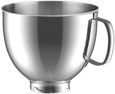 Stainless Steel Mixer Bowl for KitchenAid Artisan & Classic Series 4.5 Quart / 5 Quart Tilt-Head Stand Mixers, KSM150 Stainless Steel Bowl Replacement, Mixing Bowl for KitchenAid, Silver