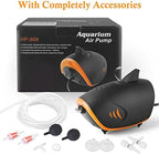 HITOP 110GPH Powerful Aquarium Air Pump: Qiuet 2-outlets Aquarium Aerator, Adjustable Fish Tank Air Pump with Accessories, for 20-200 Gallon Tank