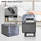Yarwo Visible Dust Cover Compatible with Ninja BW1001 Belgian Waffle Maker PRO NeverStick, Protective Cover with Top Handle and Pockets Fits Waffle Iron, Pour Cup, Tongs or Other Kitchen Accessories
