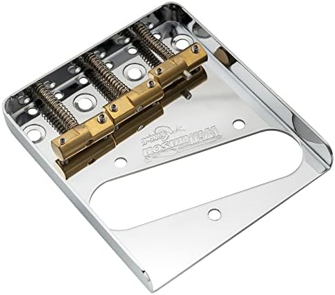 Wilkinson WTB Brass Compensated 3-Saddle Guitar Telecaster Bridge Assembly for Fender Tele Style Electric Guitar Replacement Parts, Chrome