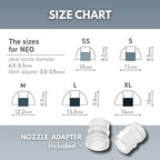 SpinFit NEO for IEM - M - Silicone Patented Eartips for Replacement, Secure Fit and Supreme Comfort, Reduce Allergic Reaction, One Set Fits Normal and Thin Nozzles (1 Pair)(with Inserts)