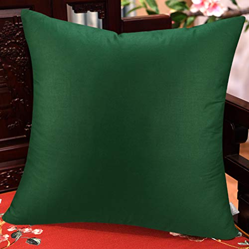 Thmyo 4-Pack 100% Cotton Comfortable Solid Decorative Throw Pillow Case Square Cushion Cover Sublimation Blank Pillow Covers DIY Throw Pillowcase for Sofa Couch(18x18 inch/ 45x45cm,Christmas Green)