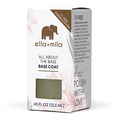 ella+mila "All About the Base - Coat Nail Polish - Long-lasting Ridge Filler Base Coat - Nail Care that Helps Smooth & Fill Natural Nails (0.45 fl oz)