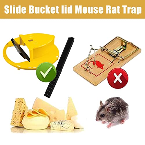 3 Pack Mouse Trap Bucket, Automatic Reset Slide Bucket Lid Mouse Trap, Humane or Lethal, Flip Lid Mouse Traps Auto Reset, Indoor Outdoor, 5 Gallon Bucket Compatible (Without Barrel)