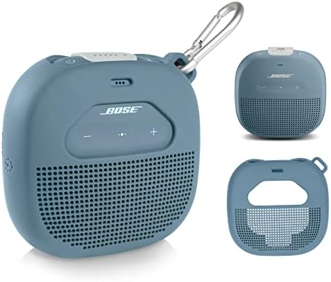 Feature Protective Case for Bose SoundLink Micro Bluetooth Speaker by WGear, Featured Design with mesh Pocket for Cable and Other Accessories, Elastic Strap to Secure Device (Stone Blue), WG012299