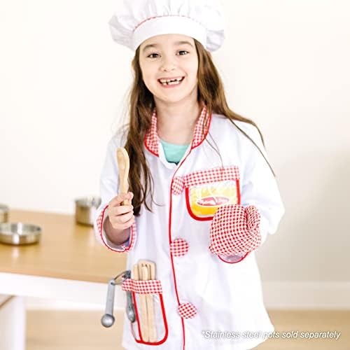 Melissa & Doug Chef Role Play Costume Dress -Up Set With Realistic Accessories Pretend Chef Outfit, Costume For Kids, Toddlers, Ages 3+