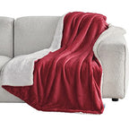 Bedsure Sherpa Fleece Red Throw Blanket for Couch - Thick and Warm Blanket for Winter, Christmas Throw Blanket Gift, Christmas Blanket Decor, 50x60 Inches
