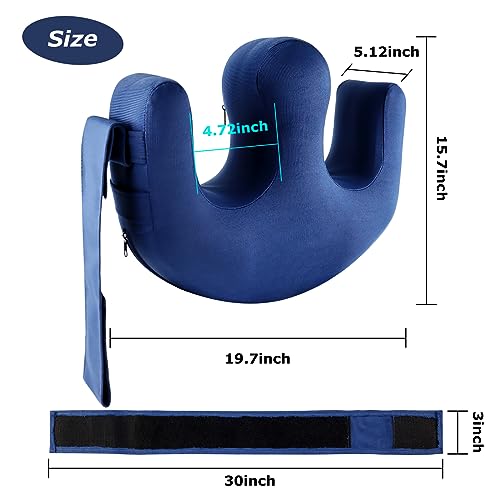 YHK Insufflation Turning Device, Polyester Prevent Muscle Atrophy Elderly with Removable Straps U-Shaped Multifunctional Turning Pillow, Bedridden Nursing Supplies for The Elderly（Dark Blue ）