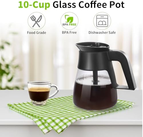 CM401 10-Cup Coffee Pot Replacement for Ninja Specialty Hot & Iced Coffee Maker, Compatible with Ninja CM400 CM371 CFN601 CFP101 CP300 CP301, Glass Carafe with Brew-Through Lid