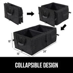 GORILLA GRIP Large Capacity Sturdy Trunk Storage Organizer, Slip and Water Resistant Collapsible Organization Container for Car Sedan or SUV, Multi Compartment Container Box Vehicle Accessories, Black