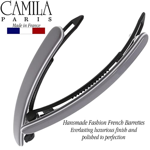 Camila Paris CP3375 French Hair Barrettes Clips for Women, Handmade, Girls Side Slide-in Barrette Clip, Hair Accessories for Women. Strong Hold No Slip Grip Fashion Durable Styling, Made in France