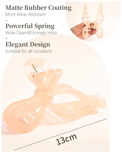 Yanibest Elegant Bow Hair Claw Clips Stylish Large Hair Clips for Thin and Thick Hair | Holiday Gift for Teen Girls | Chic Hair Styling Accessories for Women (Beige/Pink)