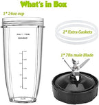 [New Model] Replacement 7 Fins Male Blade&24oz Blender Cup Compatible For Nutri Ninja Blender [4 Inch Male 7 Fins Blade]