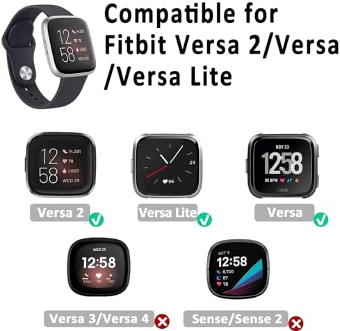 4 Pack Silicone Bands Compatible with Fitbit Versa 2 / Versa/Versa Lite/Versa SE, Classic Soft Straps Replacement Sport Wristbands for Women Men