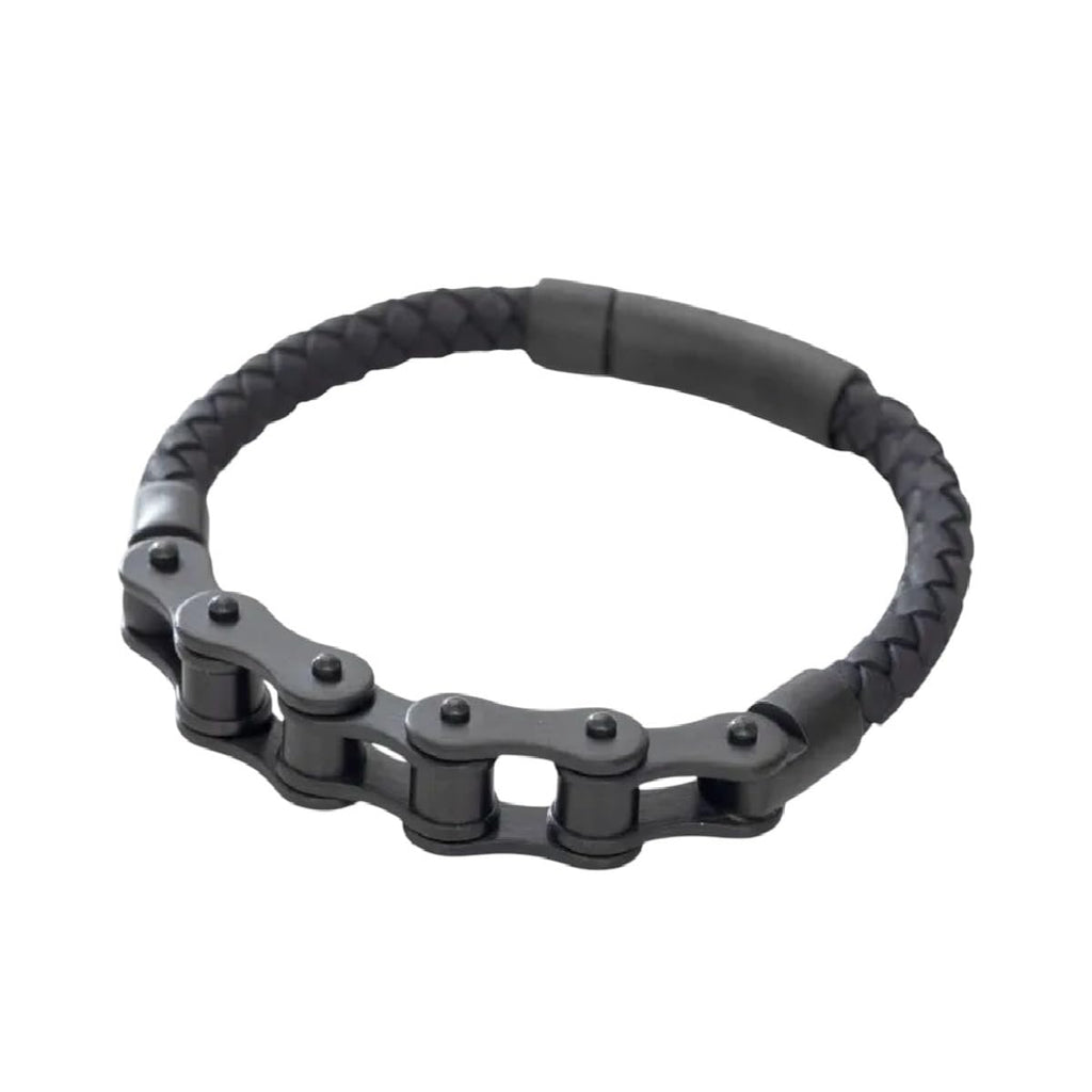 New For Trendy 2025 Retro Punk Bike Chain Hand Woven Leather Bracelet With Metal Buckle For Men Motorcyclist Rock Party Jewelry Gift Jewelry Fashion Accessories Creative Gift