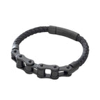 New For Trendy 2025 Retro Punk Bike Chain Hand Woven Leather Bracelet With Metal Buckle For Men Motorcyclist Rock Party Jewelry Gift Jewelry Fashion Accessories Creative Gift