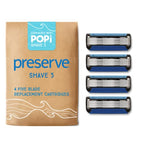 Preserve POPi Shave 5 Replacement Cartridges for Preserve POPi Shave 5 Razor (4 Count (Pack of 1))