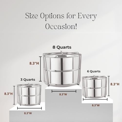 Stackable Stainless Steel Insert Pans - Inserts for Instant Pot - Pan for Instapot - Accessories for Instant Pot- FITS 6 QT and Above - Single Size - Pressure Cooker Steamer Pan Accessories
