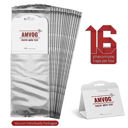 AMVOG Pantry Moth Glue Trap, Non-Toxic and Harmless, Easily Ensures Food Safety – Suitable for Home, Business, and Agricultural Settings, 16 Traps