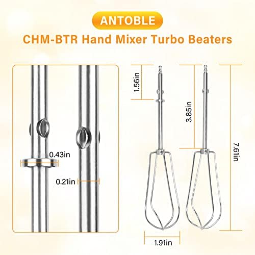 ANTOBLE Hand Mixer Beaters Compatible with Cuisinart HM-90s HM-70 HM-50 CHM-3, 9 7 5 3 Mixer Attachments Replacement Parts CHM Series Stainless Steel Whisk Hand Turbo Mixer Beater for Cuisinart, #