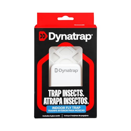 Dynatrap DT3007W Indoor Plug-in Flying Insect Trap for Flies, Fruit Flies, Moths, Gnats, and Other Flying Insects - 1 White Device + 2 Glue Cards