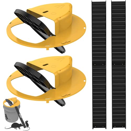 2 Pack Mouse Trap Bucket,5 Gallon Bucket Compatible Mouse Traps Indoor for Home,Automatic Reset Flip and Slide Bucket Lid Rat Traps Indoor Outdoor,Reusable Humane Mouse Trap.(Yellow)