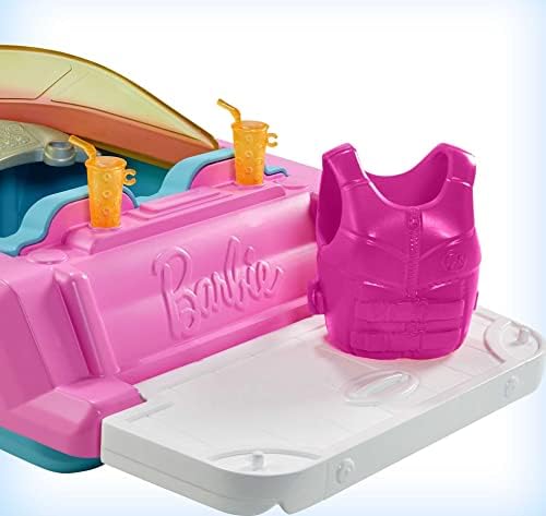 ﻿Barbie Boat with Puppy and Themed Accessories, Fits 3 Dolls, Floats in Water, Great Toy for 3 to 7 Year Olds
