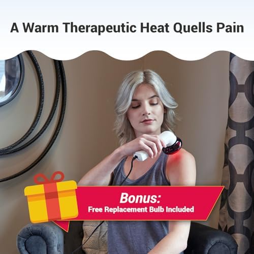 M PAIN MANAGEMENT TECHNOLOGIES Red Light Therapy Infrared Heating Wand by Theralamp – Handheld Heat Lamp Includes Replacement Bulb – Provides Muscle Pain Relief and Increased Blood Circulation