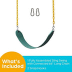Jungle Gym Kingdom Swing for Outdoor Swing Set - Pack of 1 Swing Seat Replacement Kit with Heavy Duty Chains - Backyard Swingset Playground Accessories for Kids (Green)