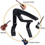 Guitar Accessories Kit with Guitar Strings,Guitar Tuner,Guitar Capo,3-in-1 Restring Tool,Pick Holder,Guitar Picks,Finger Protectors,Thumb Finger Picks, Guiter Bridge Pins,Guitar Nuts,Guitar Saddles