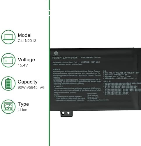 C41N2013 Laptop Battery Replacement for Asus Rog Strix G15 G513 G513R G513IR G513IM G513QM G513QR G513QY Series Notebook 15.4V 90Wh 5845mAh
