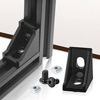 30 Set Black 2020 Series Aluminum Extrusion Profile Connector, Includes 1pc Wrench, 30pcs 2028 Corner Bracket, 60pcs T-Slot Sliding Nuts and M5 Hex Screw Bolt for 20S Aluminum Rail Accessories