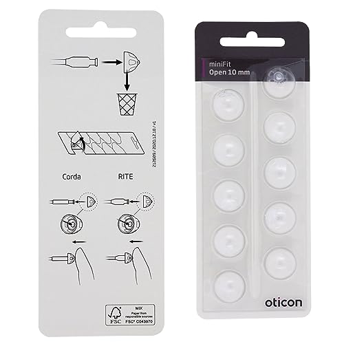 Oticon MiniFit Open (10mm - Large) 20 Domes, Genuine OEM Denmark Replacements, Oticon Hearing Aid Domes for Oticon Bernafon Sonic Philips MiniRITE Hearing Aids Supplies - 2 Packs / 20 Domes Total