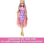 Barbie Fun & Fancy Set, Fashion Doll with Extra-Long Color-Streaked Blonde Hair, Clothes & Styling Accessories