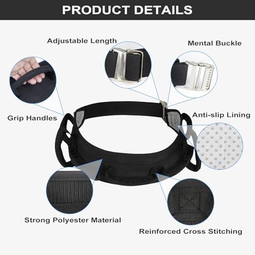 Gait Belts for Seniors, Transfer Belt with Handles, Gate Belts Medical for Elderly, Walking Belt for Lifting Elderly & Patient Physical Therapy - Metal Buckle Anti-Slip Gait Belt for Medical Nursing