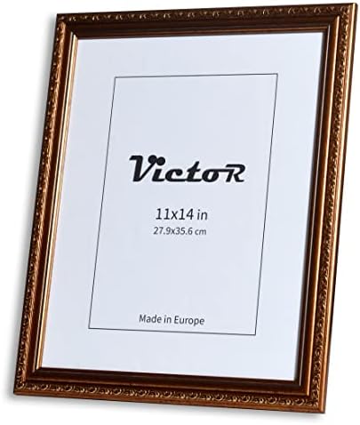VictoR Picture Frame Chagall 11x14 Brown Gold - Baroque Picture Frame for Photos in Size 11x14 Inch - Vintage Design with Shatterproof Acrylic Glass - Antique - Baroque