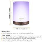 URPOWER 2nd Gen 300ml Aroma Essential Oil Diffuser Night Light Ultrasonic Air Cool Mist Humidifier with AUTO Shut Off and 6-7 Hours Continuous Diffusing and 4 Timer Settings for Home Office Yoga Spa