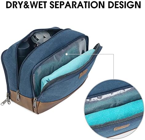 WANDF Travel Toiletry Bag for Men Large Toiletries Shaving Bag Water Resistant Hanging Dopp Kit Travel Accessories Bag for Women Men (Blue)