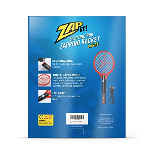 ZAP iT! Bug Zapper Rechargeable Bug Zapper Racket, 4,000 Volt, USB Charging Cable